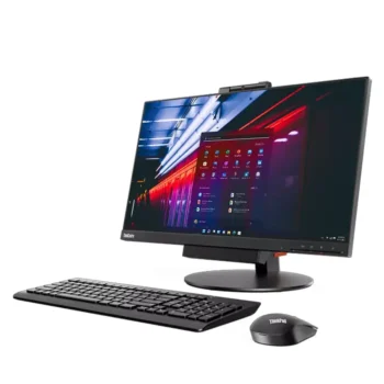 آل این وان استوک لنوو ThinkCentre TIO 24 Gen 3 نمای سه رخ با موس و کیبورد